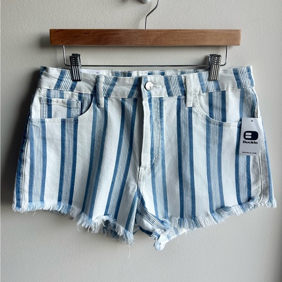 KanCan Pants - NWT - KanCan High Rise Striped Denim Stretch Short - Blue & White - Size…